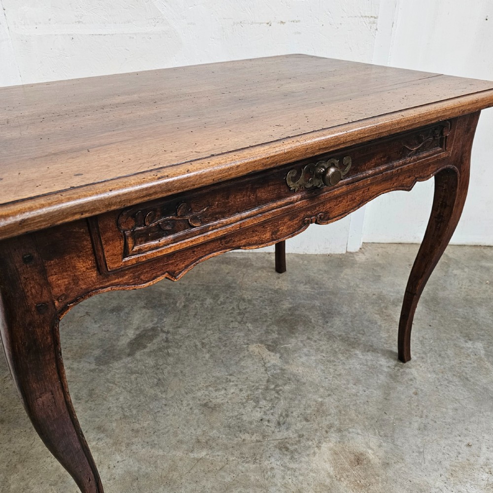French Walnut Cabriole Leg Side Table With Drawer View V