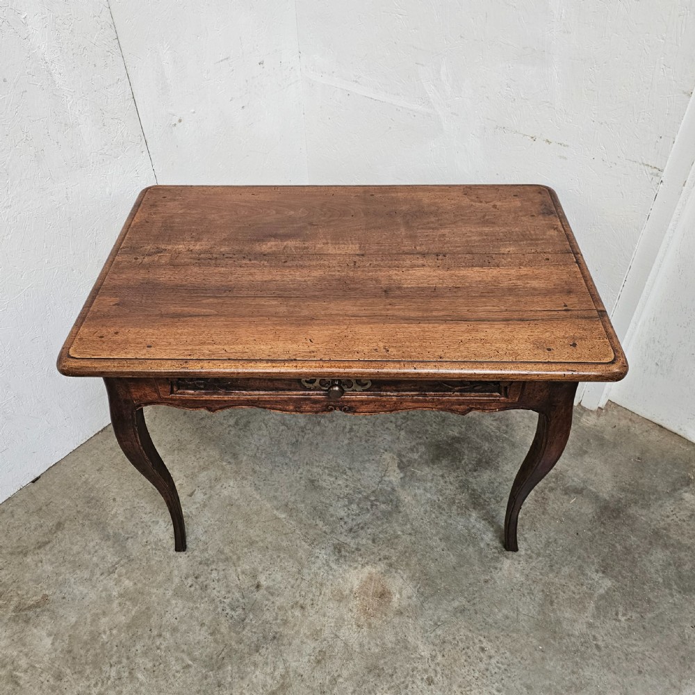 French Walnut Cabriole Leg Side Table With Drawer View VII