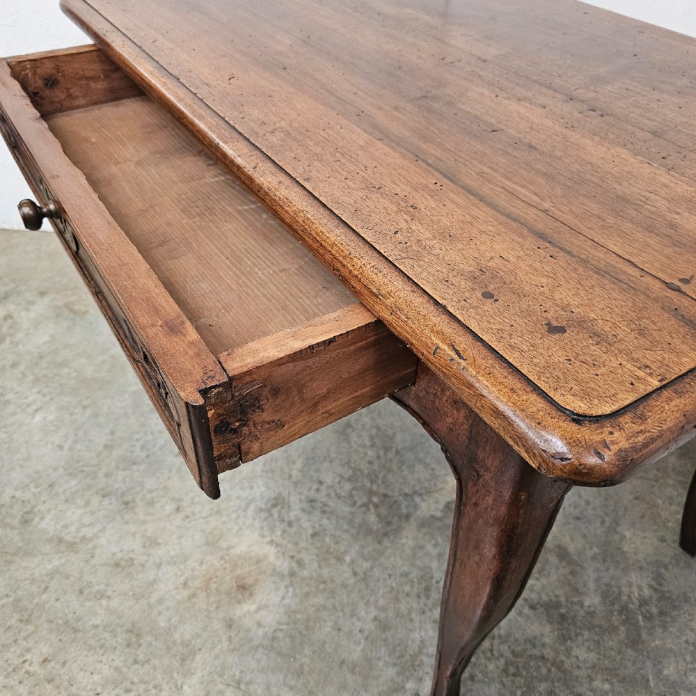 French Walnut Cabriole Leg Side Table With Drawer View IX