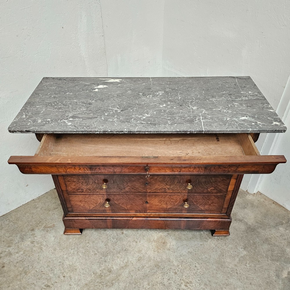 Louis Philippe Figured Walnut & Marble Commode  View VI