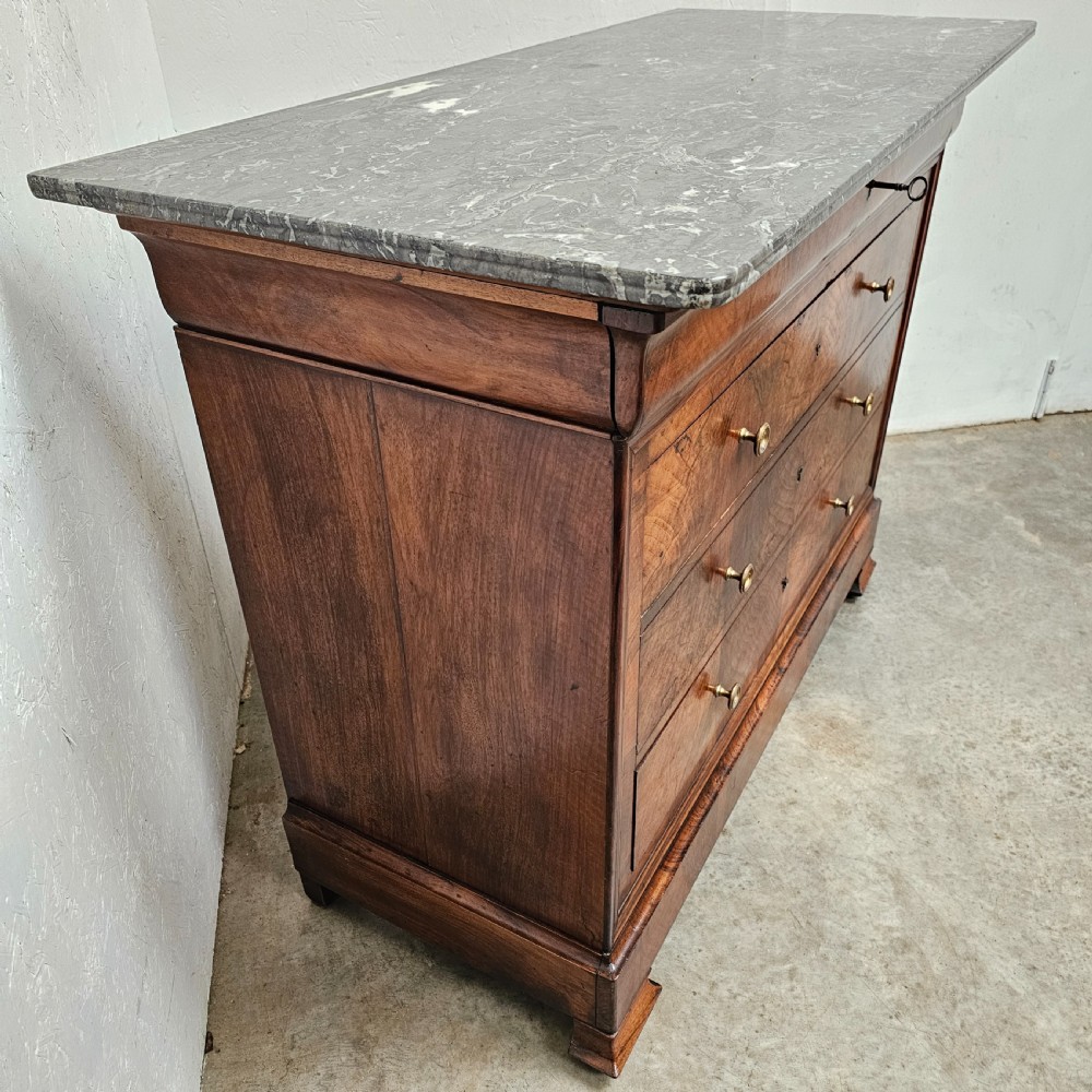 Louis Philippe Figured Walnut & Marble Commode  View III