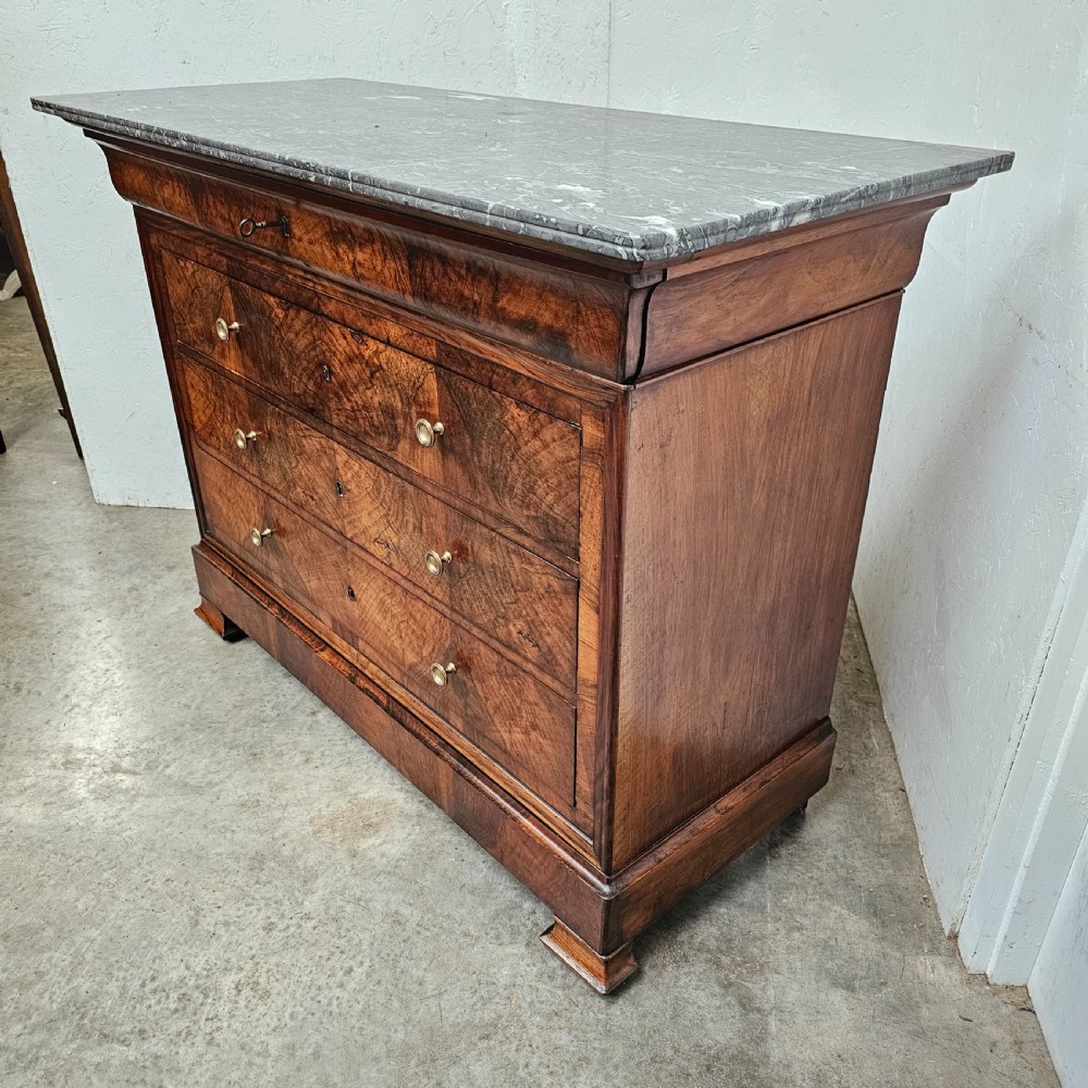 Louis Philippe Figured Walnut & Marble Commode  View IV