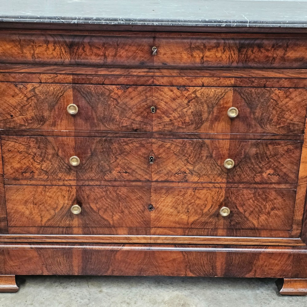 Louis Philippe Figured Walnut & Marble Commode  View V