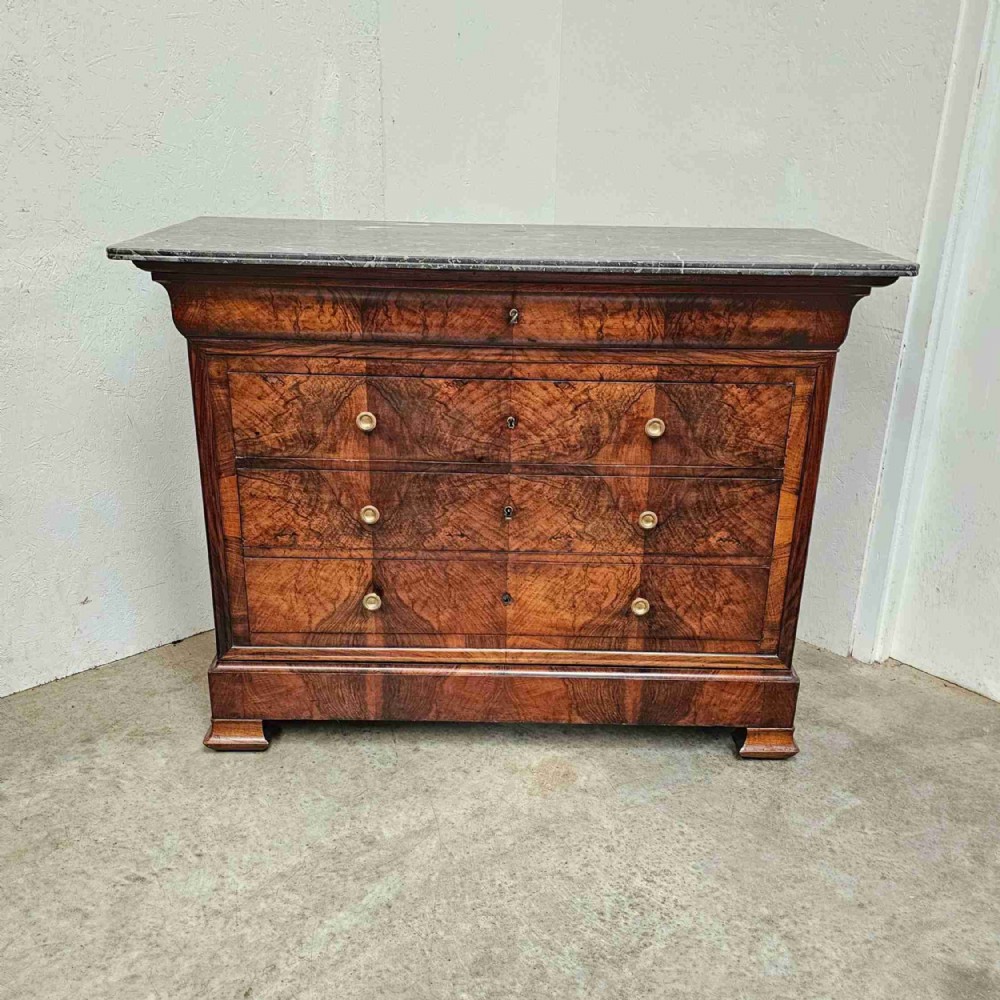 Louis Philippe Figured Walnut & Marble Commode 