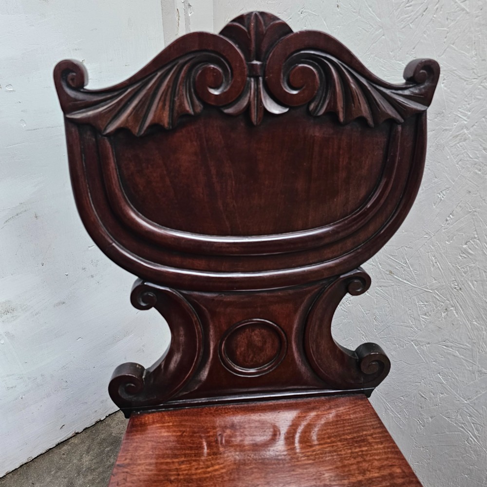 Pair of William IV English Mahogany Hall Chairs View III