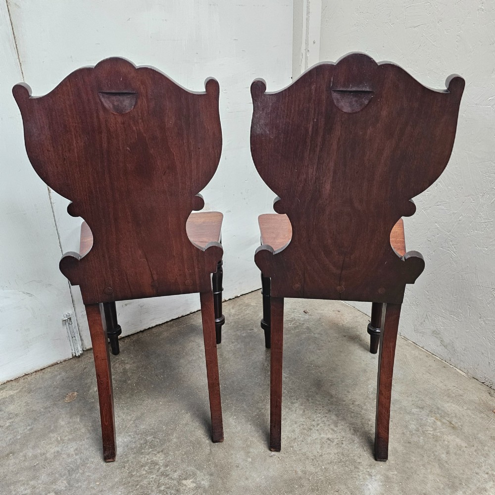 Pair of William IV English Mahogany Hall Chairs View VI