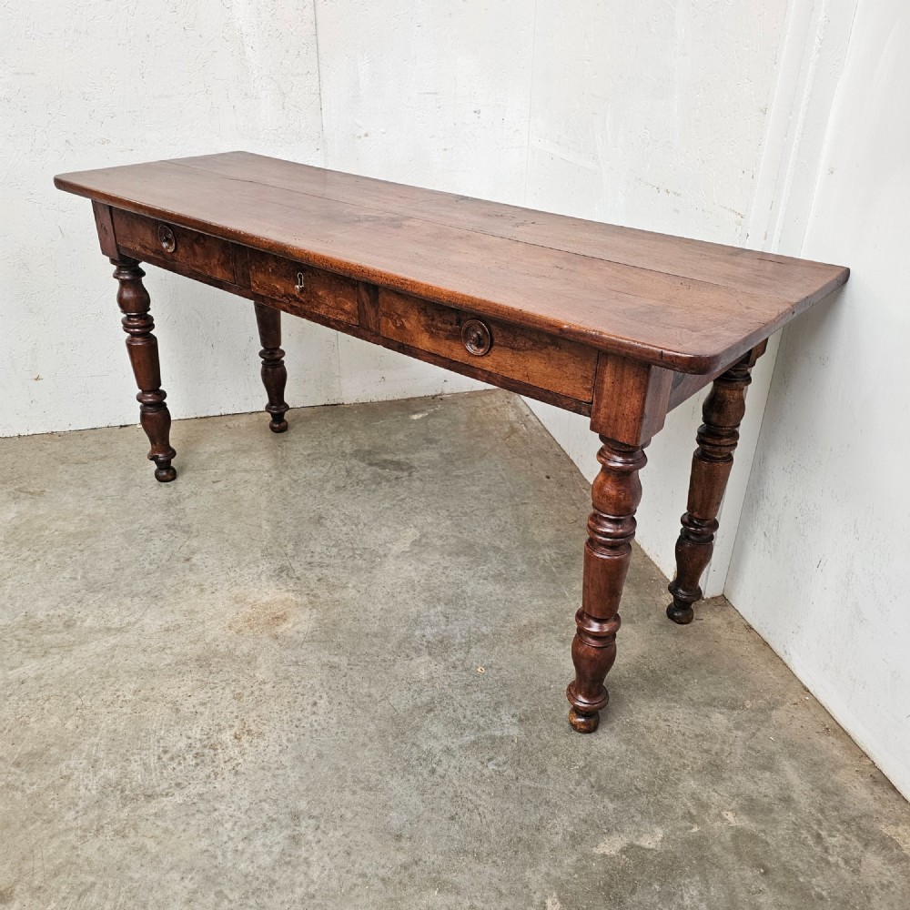 French Walnut Three Drawer Console View II