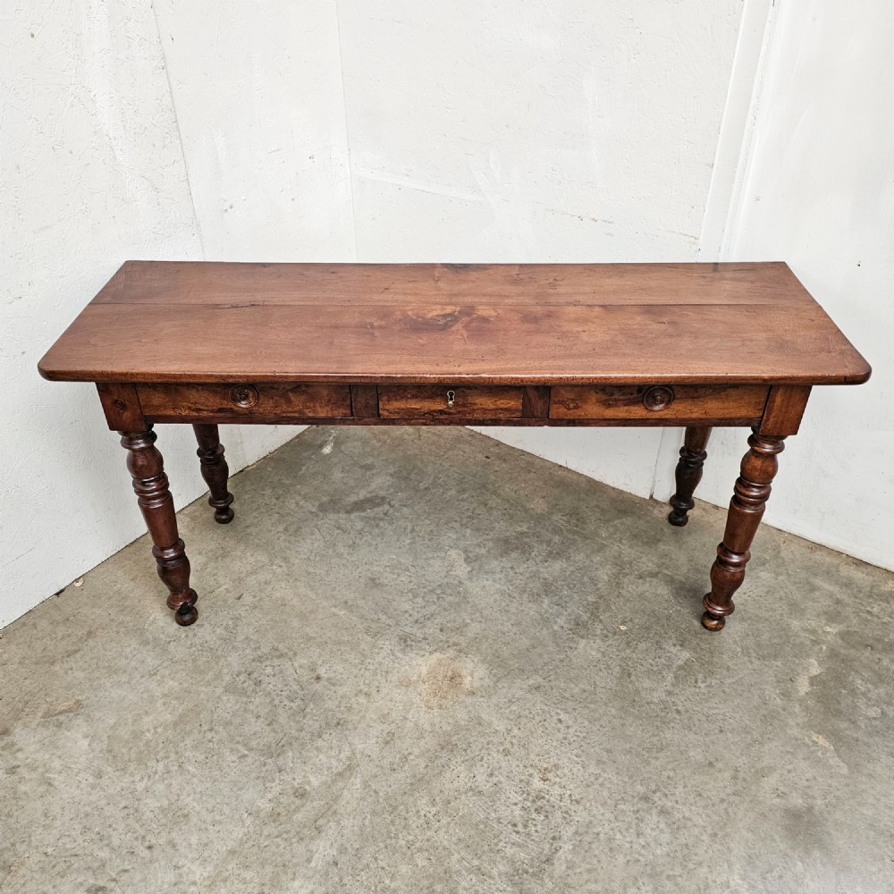 French Walnut Three Drawer Console View IX