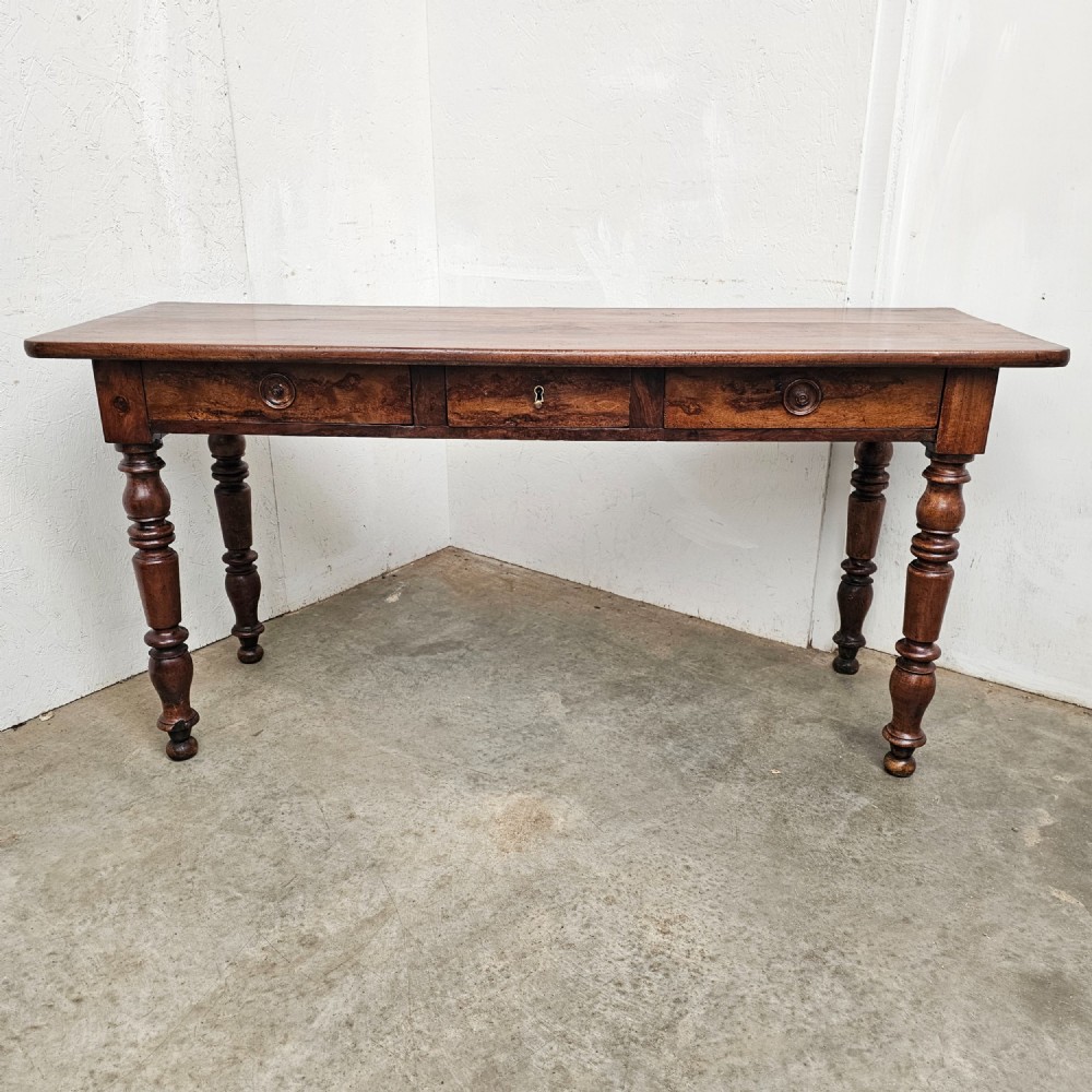 French Walnut Three Drawer Console