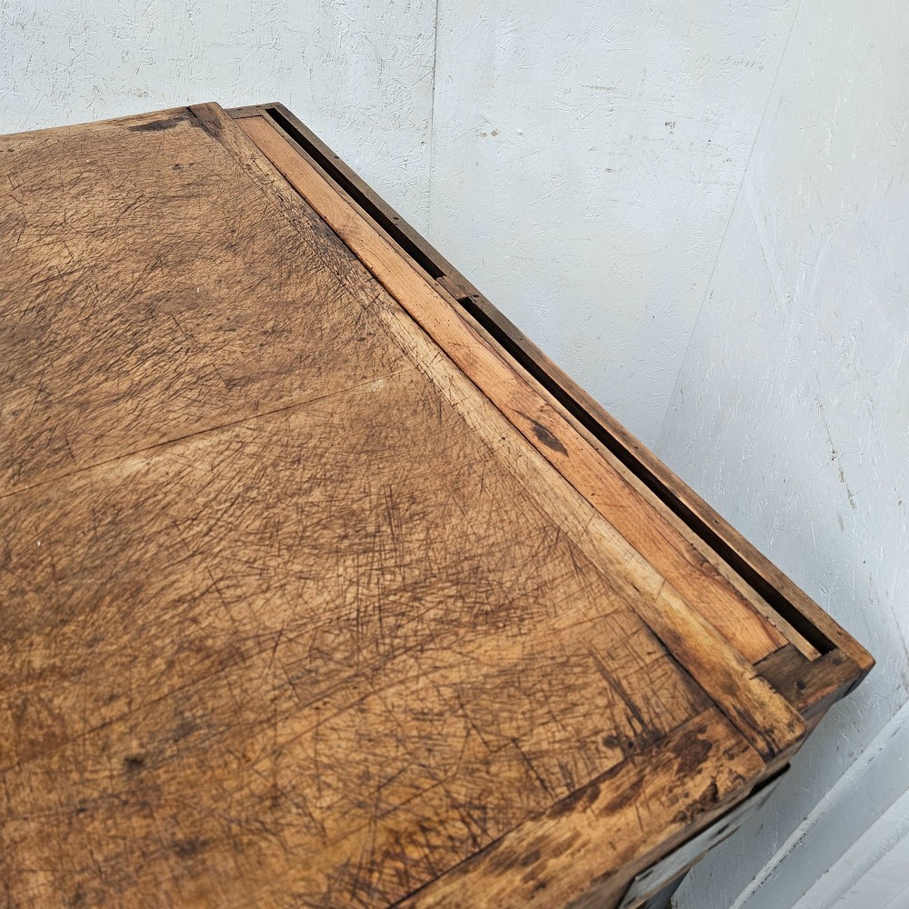 English Beech Butchers Block On Painted Stand View II
