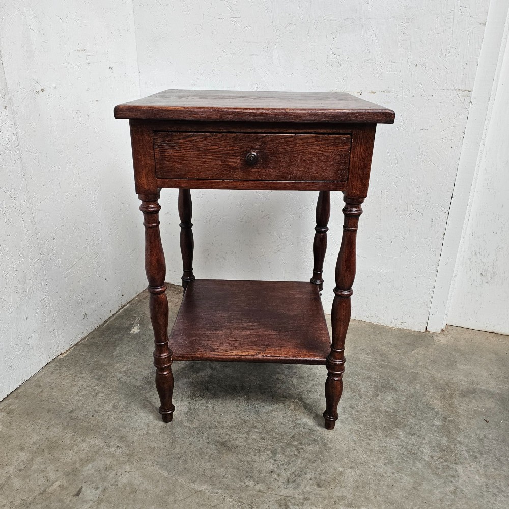 Two-Tier French Oak Lamp Table With Drawer