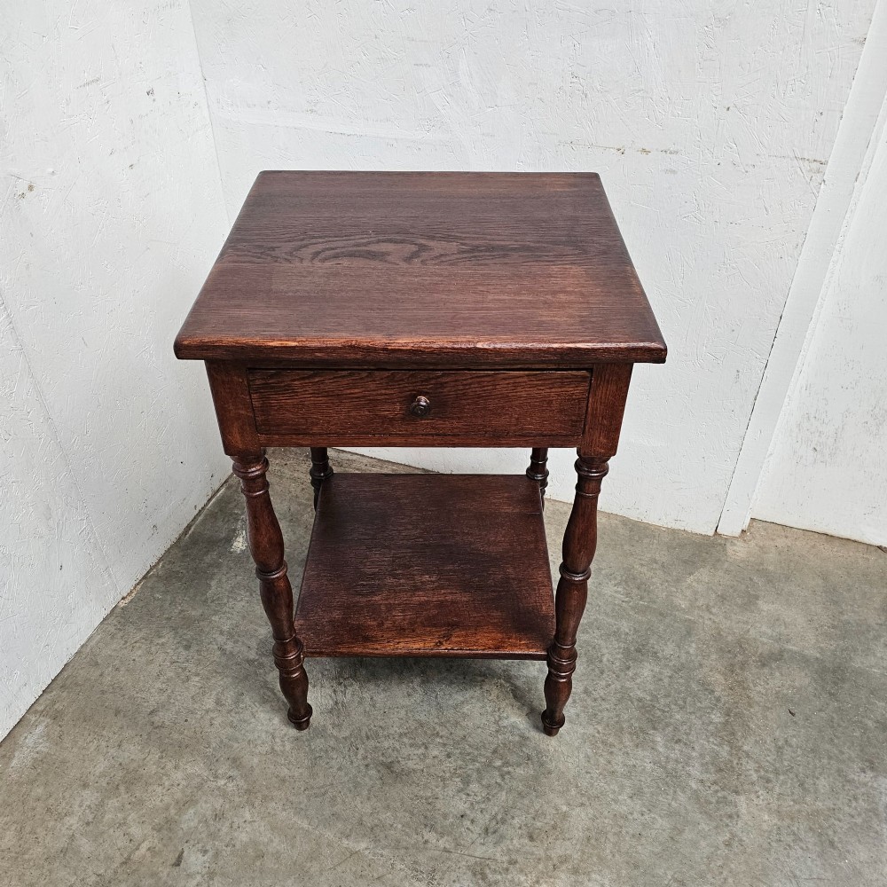 Two-Tier French Oak Lamp Table With Drawer View IV