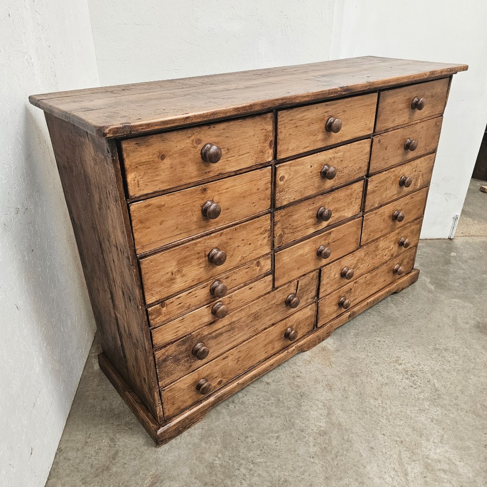 English Pine Bank Of 17 Drawers View III
