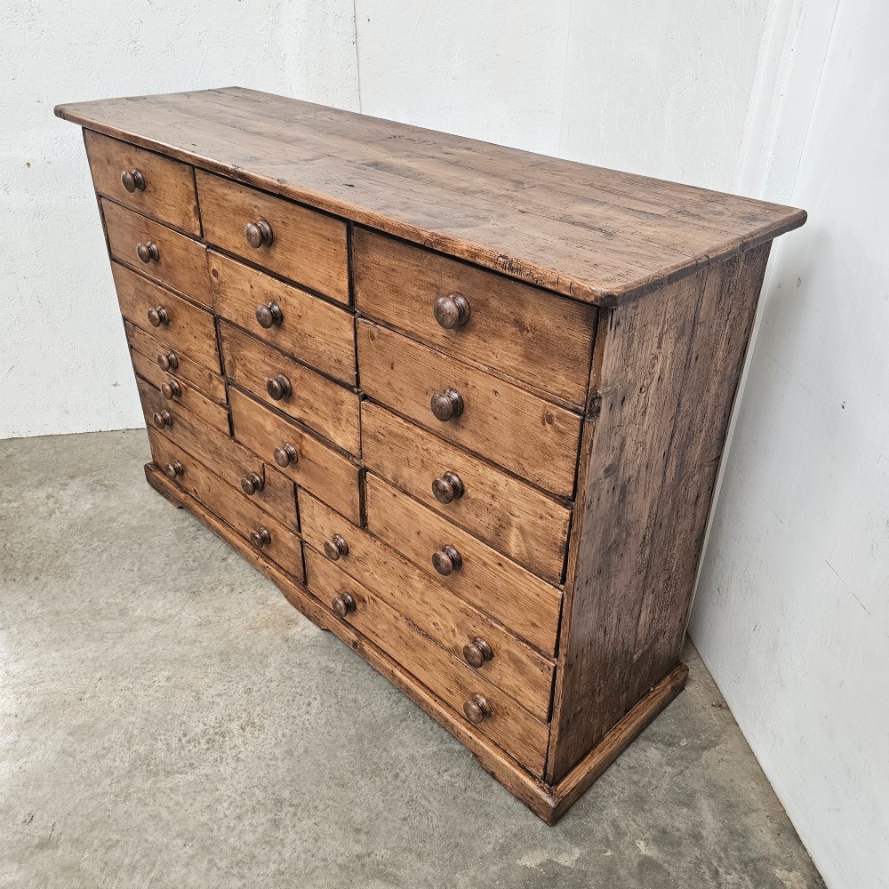 English Pine Bank Of 17 Drawers View IV