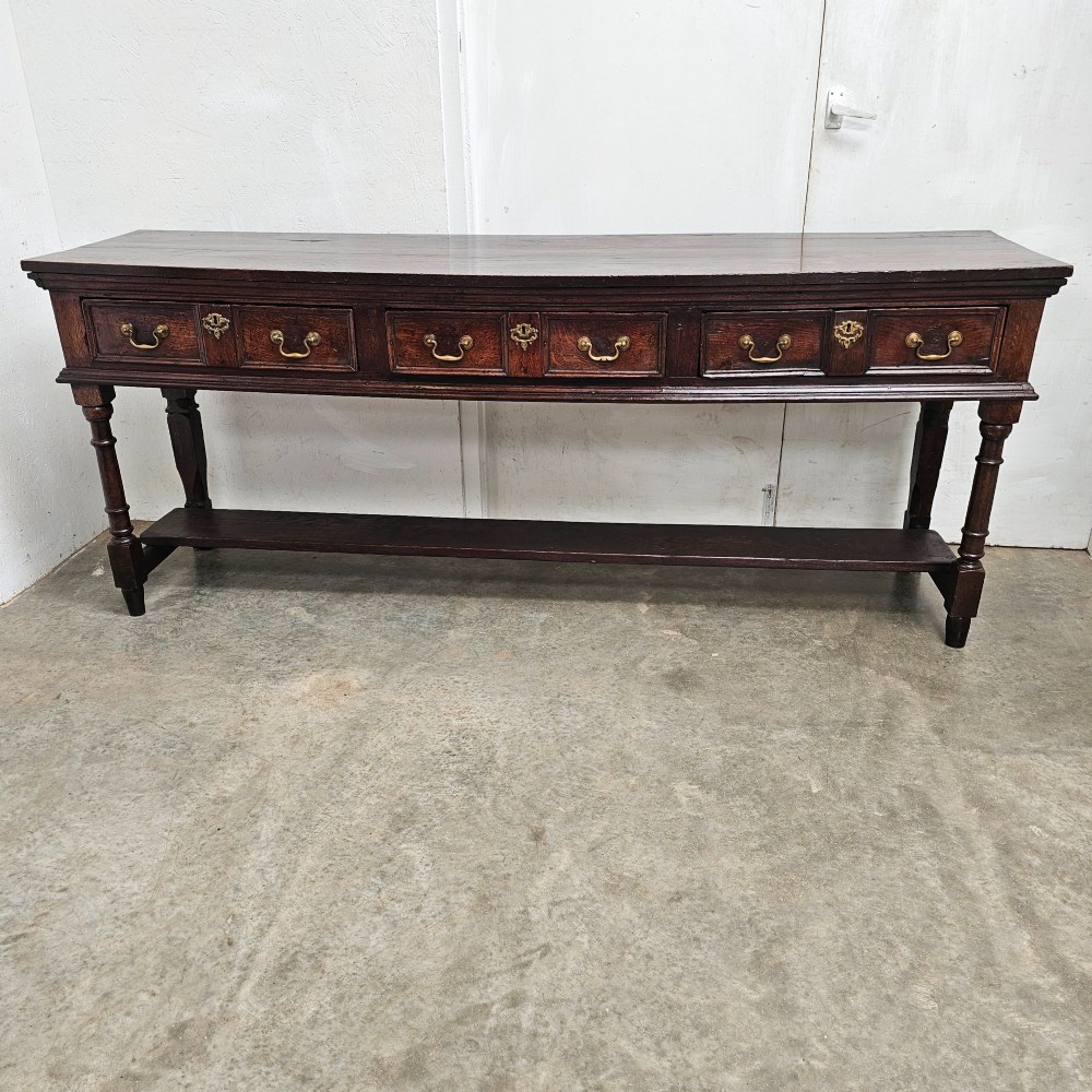 English Oak Three Drawer Sideboard With Potshelf View IV