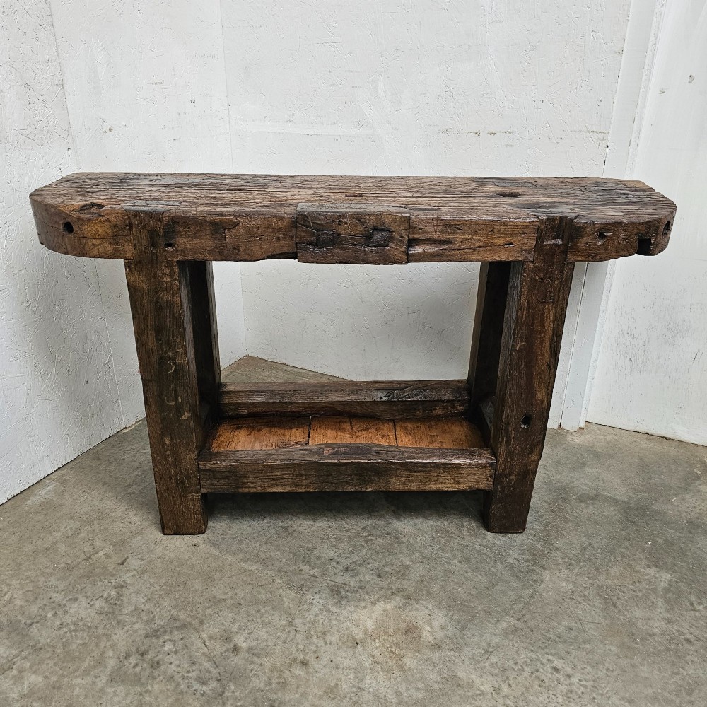 Small Primitive French Elm Workbench