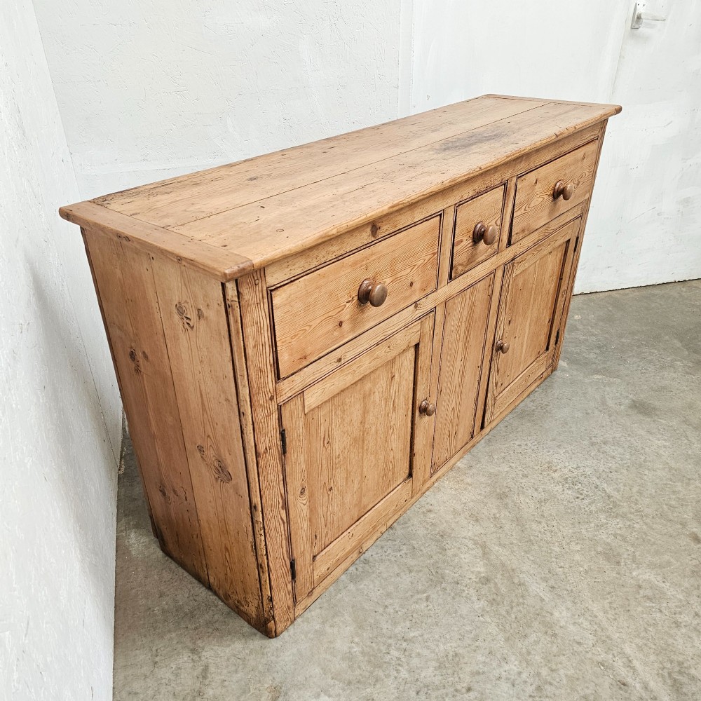 English Pine Three Drawer Dresser Base View IV