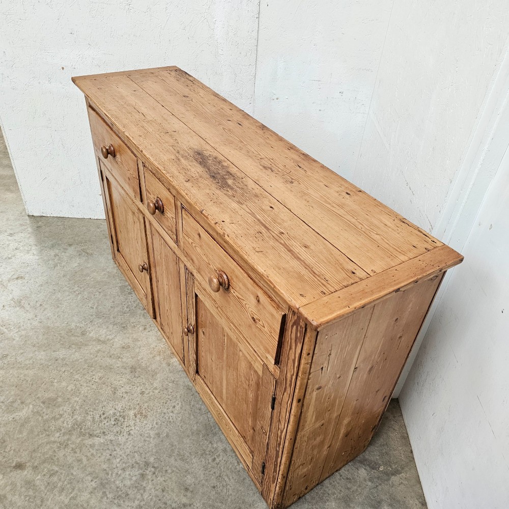 English Pine Three Drawer Dresser Base View V
