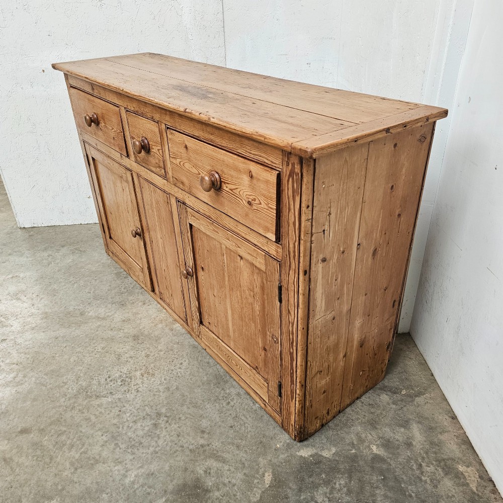 English Pine Three Drawer Dresser Base View VI