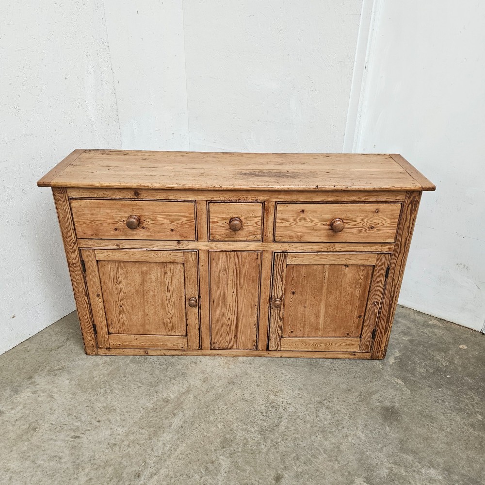 English Pine Three Drawer Dresser Base View VII