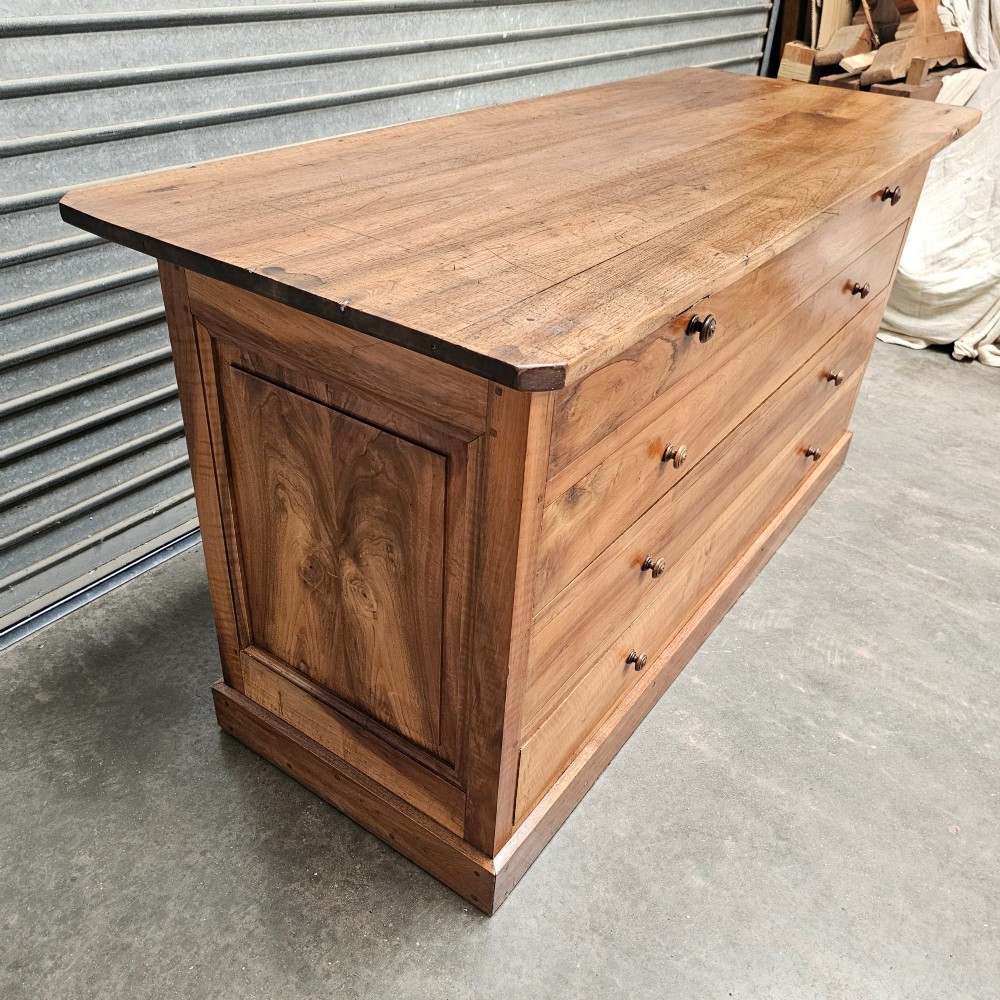 French Panelled Walnut Four-Drawer Architects Chest View VII