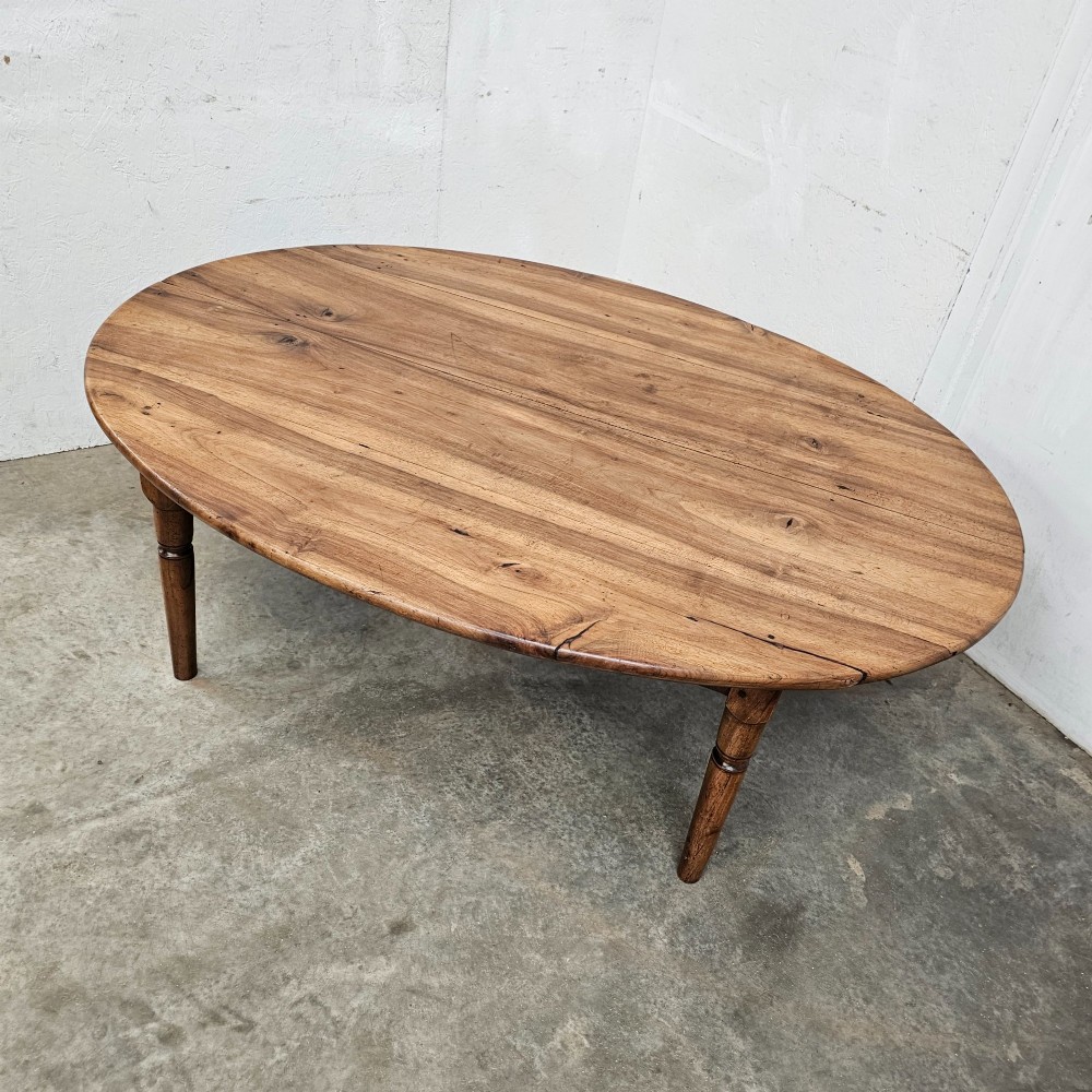 Large Walnut Oval Coffee Table (Book-Matched Top) View III