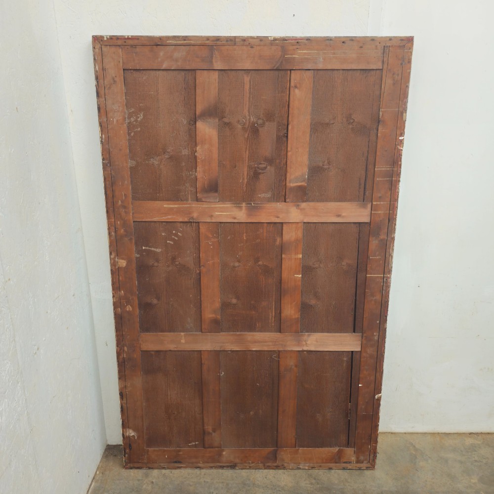 A large 19th-century rectangular full-length mirror with a dark-stained pine frame. View VIII