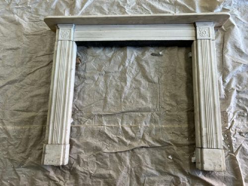 regency statuary white marble fire surround - CATEGORY: ANTIQUE FIREPLACES - DATED REGENCY