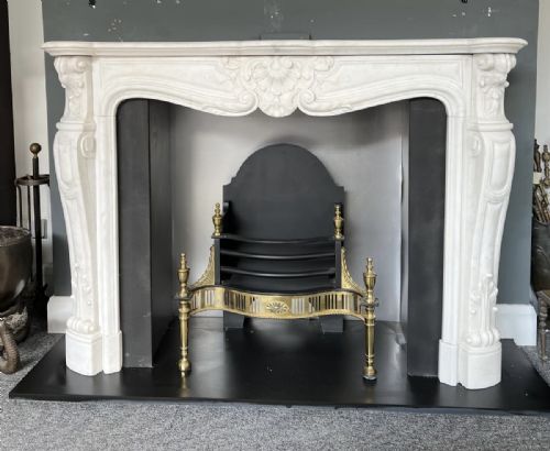 french louis xv statuary marble chimney piece - CATEGORY: ANTIQUE FIREPLACES - DATED 19TH CENTURY
