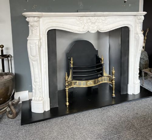 FRENCH LOUIS XV STATUARY MARBLE CHIMNEY PIECE - ADDITIONAL PHOTO 2