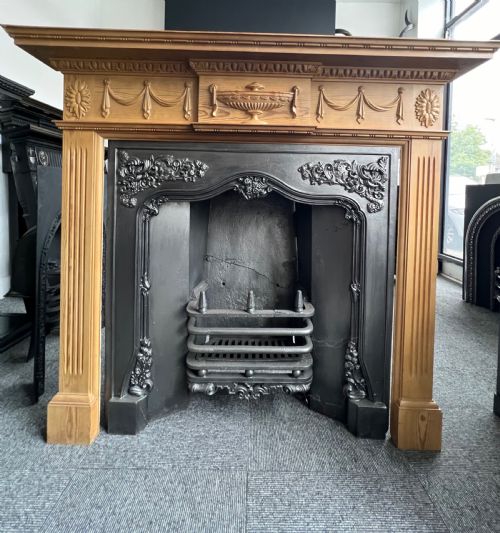 antique pine and gesso surround - CATEGORY: ANTIQUE FIREPLACES - DATED 19TH CENTURY