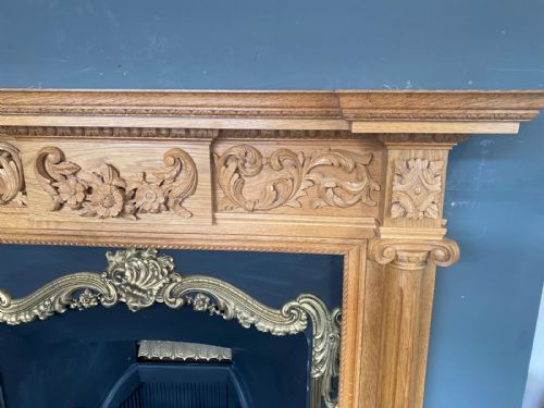 SOLID OAK COLUMNED FIRE SURROUND - ADDITIONAL PHOTO 1