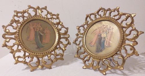 Hand carved wood Florentine picture framed (gilded)