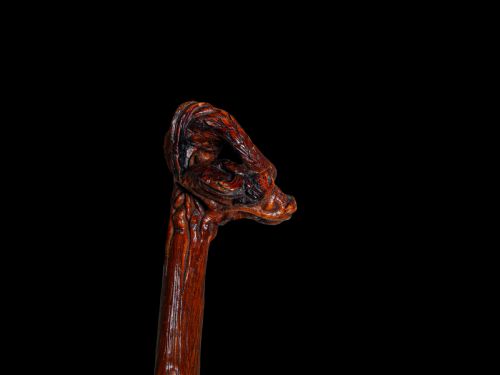A FOLK ART BOXWOOD WALKING CANE - ADDITIONAL PHOTO 13