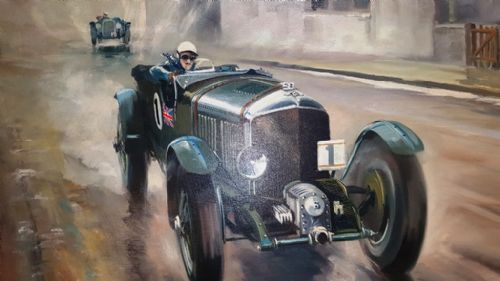 A 1960'S DION PEARS OIL PAINTING OF SIR TIM BIRKIN AT LE MANS - ADDITIONAL PHOTO 1