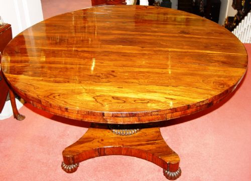 AN ENGLISH WILLIAM IV FINELY FIGURED ROSEWOOD REGENCY TILTTOP PEDESTAL BREAKFAST TABLE - ADDITIONAL PHOTO 2