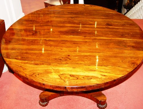 AN ENGLISH WILLIAM IV FINELY FIGURED ROSEWOOD REGENCY TILTTOP PEDESTAL BREAKFAST TABLE - ADDITIONAL PHOTO 3