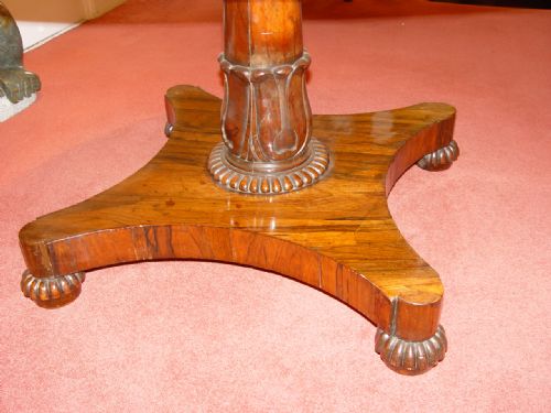 AN ENGLISH WILLIAM IV FINELY FIGURED ROSEWOOD REGENCY TILTTOP PEDESTAL BREAKFAST TABLE - ADDITIONAL PHOTO 4