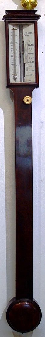 S P COHEN 105 BUCHANAN ST GLASGOW A 19TH CENTURY FIGURED MAHOGANY CASED STICK BAROMETER