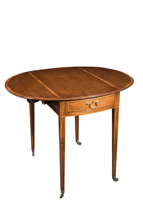 george iii mahogany oval fiddleback pembroke table circa 1790 - CATEGORY: ANTIQUE TABLES - DATED 18TH CENTURY