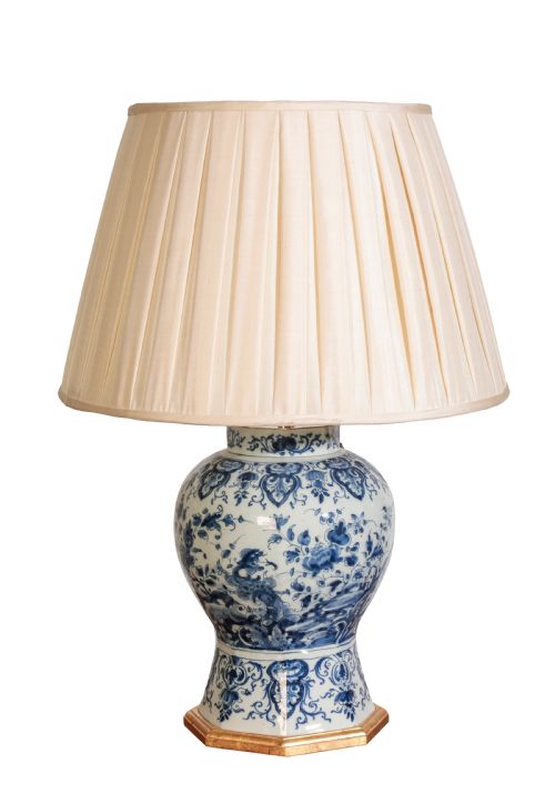 large 19th century delft blue and white vase converted to a lamp circa 1860 - CATEGORY: ANTIQUE LIGHTING - DATED 19TH CENTURY