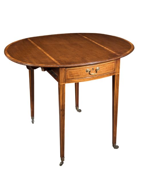 george iii mahogany oval fiddleback pembroke table circa 1790 - CATEGORY: ANTIQUE TABLES - DATED 18TH CENTURY
