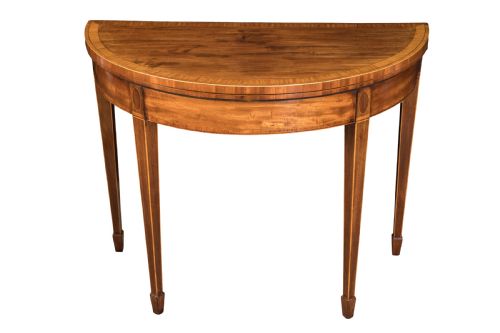 george iii mahogany demilune card table circa 1790 - CATEGORY: ANTIQUE TABLES - DATED 18TH CENTURY