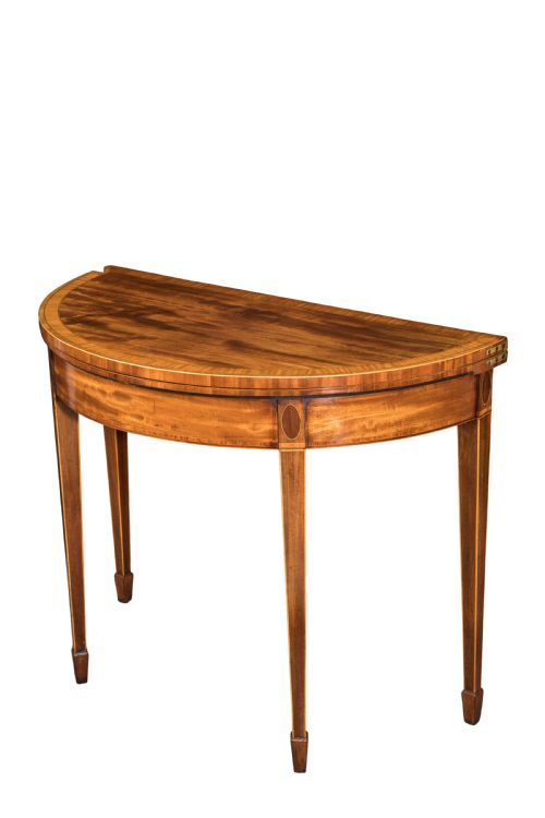 GEORGE III MAHOGANY DEMILUNE CARD TABLE CIRCA 1790 - ADDITIONAL PHOTO 1