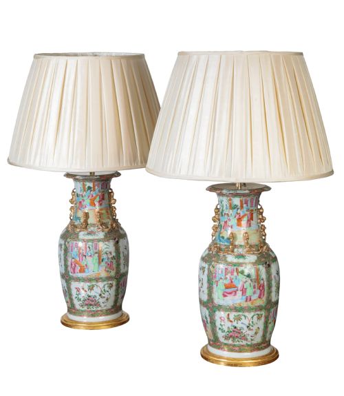 pair of 19th century cantonese vases circa 1890 - CATEGORY: ANTIQUE LIGHTING - DATED 19TH CENTURY