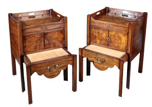 near pair of george iii mahogany tray top commodes circa 1770 - CATEGORY: ANTIQUE CUPBOARDS - DATED 18TH CENTURY