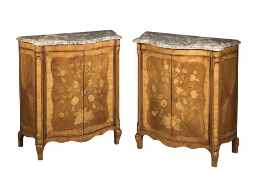pair of dutch marquetry cabinets circa 1850 - CATEGORY: ANTIQUE CUPBOARDS - DATED 1850