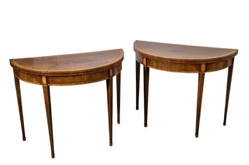 pair of george iii mahogany demilune card tables circa 1790 - CATEGORY: ANTIQUE TABLES - DATED 18TH CENTURY