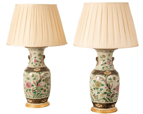 pair of late 19th century chinese vases circa 1890 - CATEGORY: ANTIQUE LIGHTING - DATED 1890