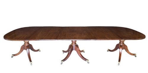 george iii mahogany three pillar dining table circa 1810 - CATEGORY: ANTIQUE TABLES - DATED 19TH CENTURY